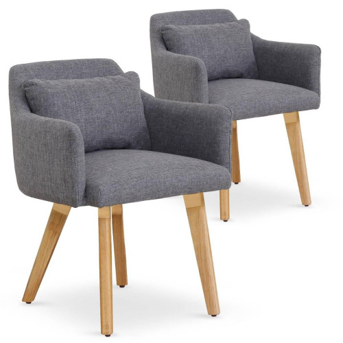Lot de 2 fauteuils scandinaves Gybson Tissu Gris clair 3S. x Home  - Chaise tissu design