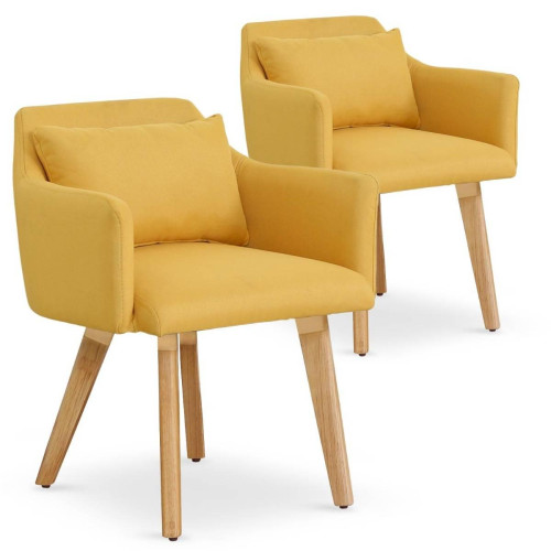 Lot de 2 fauteuils scandinaves Gybson Tissu Jaune 3S. x Home  - Chaise jaune design
