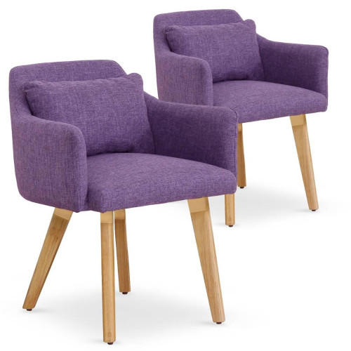 Lot de 2 fauteuils scandinaves Gybson Tissu Violet - 3S. x Home - Chaise violette design