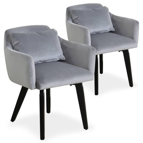 Lot de 2 fauteuils scandinaves Gybson Velours Argent - 3S. x Home - 3s x home