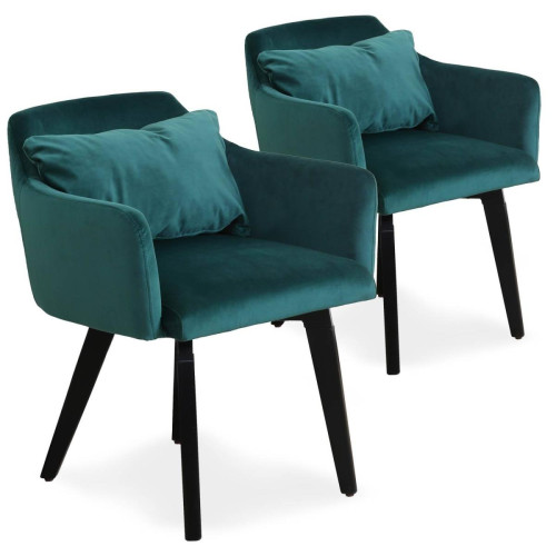 Lot de 2 fauteuils scandinaves Gybson Velours Vert - 3S. x Home - Chaise design et tabouret design