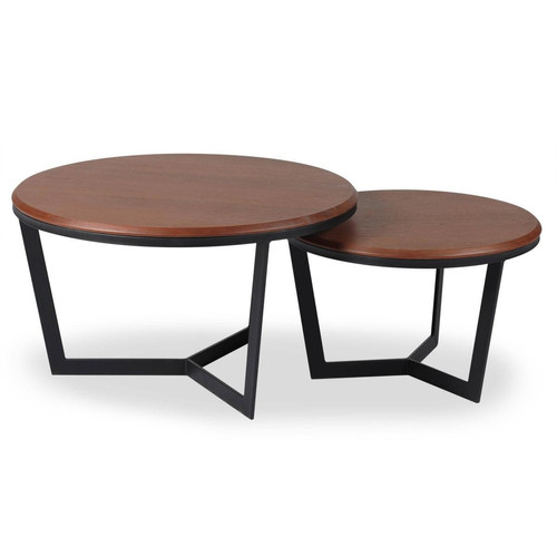 Lot de 2 tables basses Chappey Bois noisette 3S. x Home  - Table en bois design