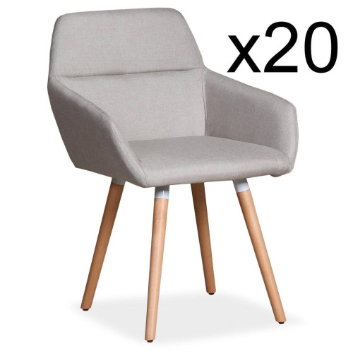 Lot de 20 chaises / Fauteuils scandinaves Frida Tissu Beige 3S. x Home  - Chaise tissu design