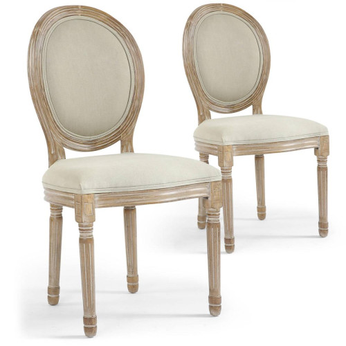 Lot de 20 chaises de style médaillon Louis XVI Tissu Beige 3S. x Home  - Chaise tissu design