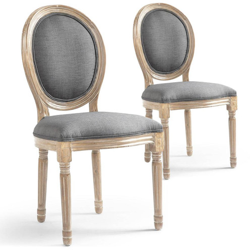 Lot de 20 chaises de style médaillon Louis XVI Tissu Gris Clair 3S. x Home  - Chaise tissu design