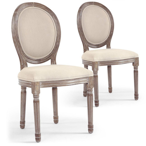 Lot de 20 chaises médaillon Louis XVI Tissu Beige 3S. x Home  - Chaise tissu design
