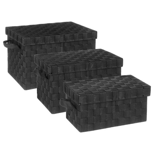 Lot de 3 boîtes rectangles noires - Boite de rangement noire