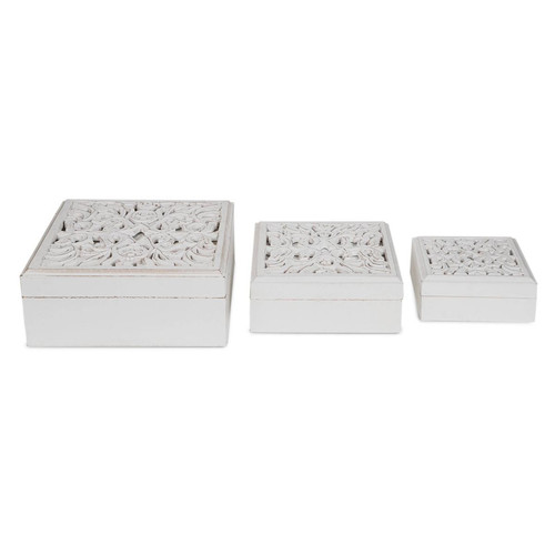 Lot de 3 boîtes style oriental avec moulures blanc Hypnosis 3S. x Home  - Cuisine salle de bain