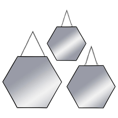 Lot de 3 miroirs hexagonaux métal - 3S. x Home - Tableaux design
