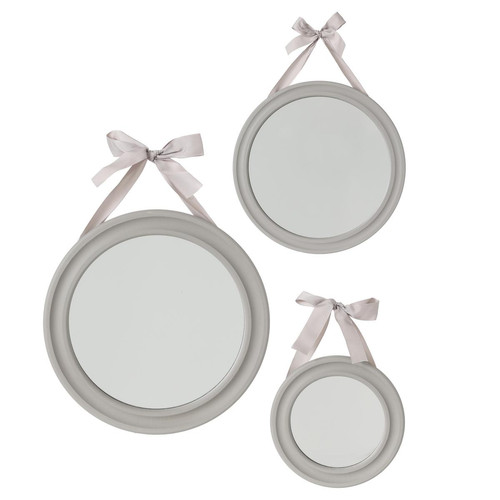 Lot de 3 miroirs ronds à ruban gris