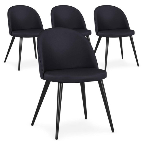 Lot de 4 chaises Maury Simili P.U. Noir 3S. x Home  - Chaise simili cuir design