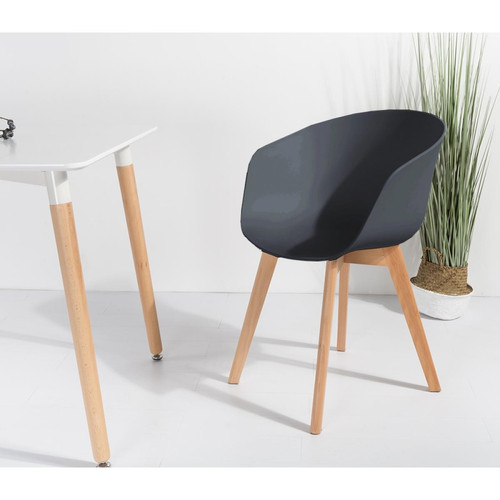 Lot de 4 chaises scandinaves ALBORG pieds en bois Noir 3S. x Home  - Chaise design et tabouret design