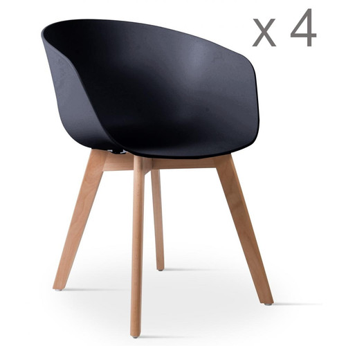 Lot de 4 chaises scandinaves ALBORG pieds en bois Noir 3S. x Home  - Chaise design