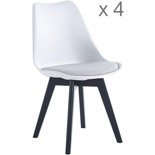 Lot de 4 chaises scandinaves Blanches pieds en bois ESBJERG 3S. x Home  - Chaise design et tabouret design