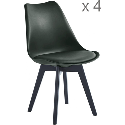 Lot de 4 chaises scandinaves Noires pieds en bois ESBJERG - 3S. x Home - Chaise design et tabouret design