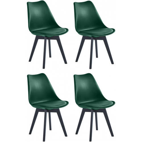 Lot de 4 chaises scandinaves Vertes pieds en bois ESBJERG - 3S. x Home - Salle a manger scandinave