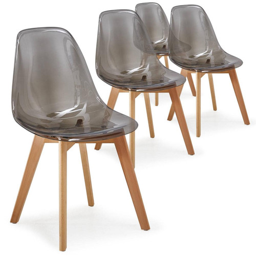 Lot de 4 chaises scandinaves Larry plexi Fumé - 3S. x Home - Chaise design et tabouret design
