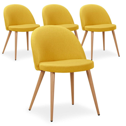 Lot de 4 chaises scandinaves Maury tissu Jaune 3S. x Home  - Chaise design et tabouret design