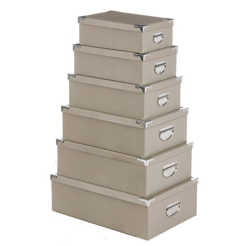 Lot de 6 boîtes crocos grises 3S. x Home  - Boite rangement design
