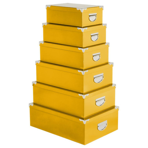 Lot de 6 boîtes uni jaune coins métal