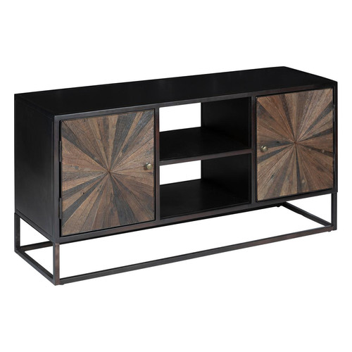 Meuble TV 2 portes en bois recyclé ORIGINS noir - 3S. x Home - Salon meuble deco