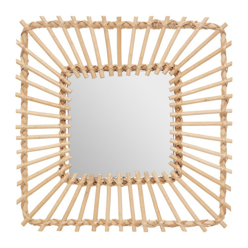 Miroir carré en rotin 40x40 beige