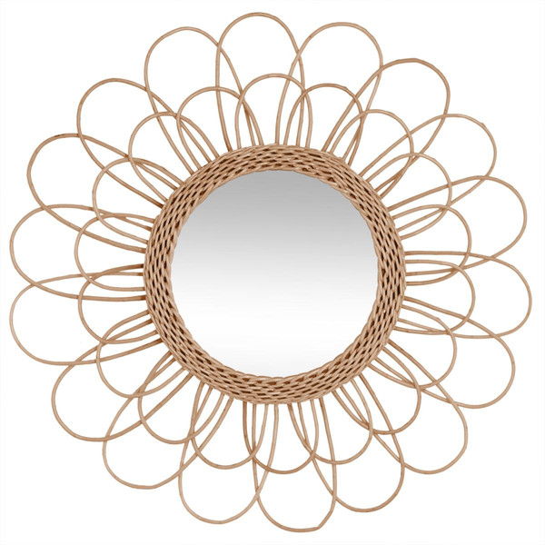 Miroir fleur en rotin D56 cm