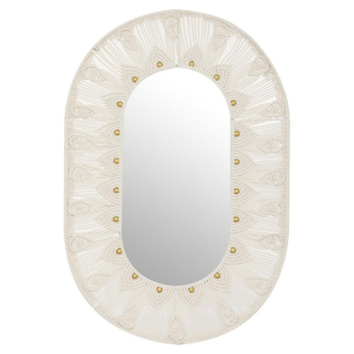 Miroir "Romeo" métal et coton blanc 60x90 cm
