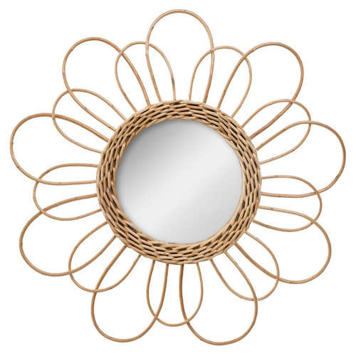 Miroir Rotin Fleur Diamètre 38
