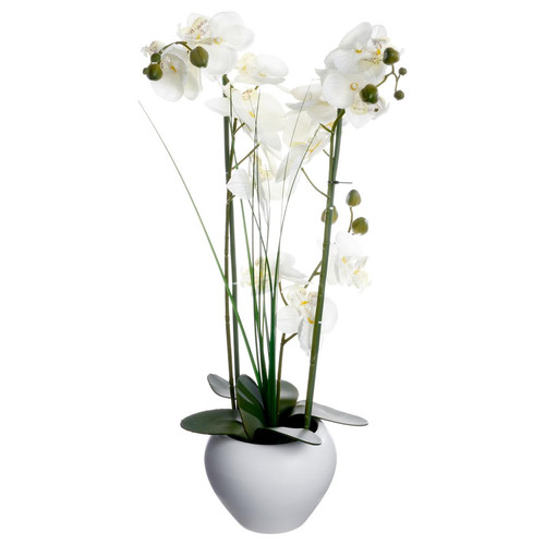 Orchidée vase céramique blanc H.53 - 3S. x Home - Deco plantes fleurs artificielles