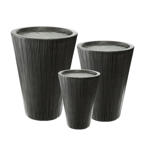Set de 3 Pots Striés Ciment 3S. x Home  - Accessoires jardin design
