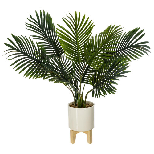 Palmier céramique pied bois H72 3S. x Home  - Deco plantes fleurs artificielles