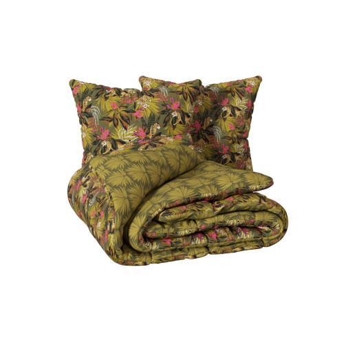Parure de lit imprimée "Tropical boudoir" 240x220cm vert kaki 3S. x Home  - Edition Authentique Chambre Lit