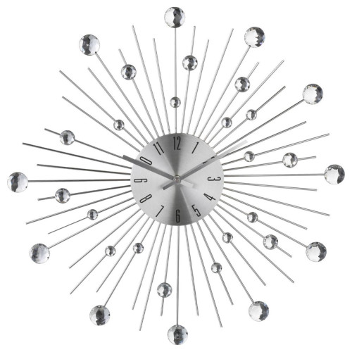 Pendule alu strass D50 - Horloge metal design