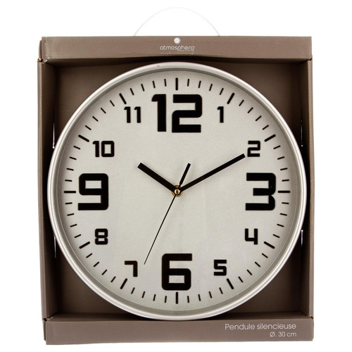 Pendule argent D30 cm 3S. x Home  - Horloge design