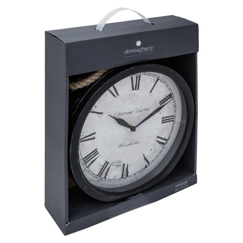 Pendule en métal avec corde 25x29 noir 3S. x Home  - Horloge design