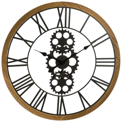 Pendule Mécanique en Métal et Bois 3S. x Home  - Horloge design noire