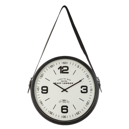Pendule métal Belt spirit D38 cm 3S. x Home  - Horloge design noire