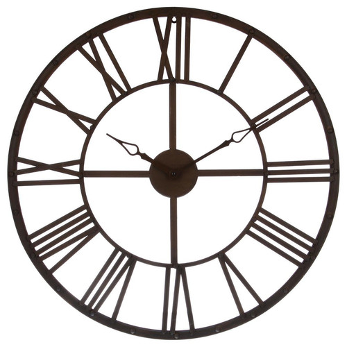 Pendule métal vintage marron D70 - Horloge metal design