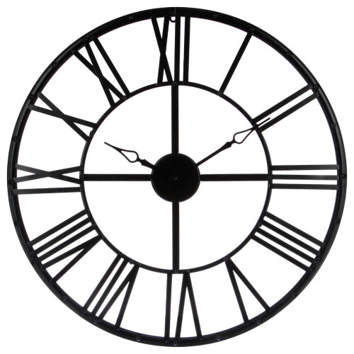 Pendule métal vintage noir D70 - Horloge design noire