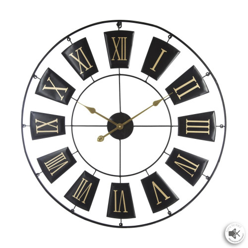 Pendule noire en métal D76 - Horloge design noire