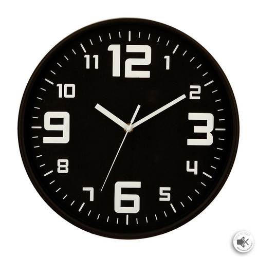 Pendule plastique silence noir D30 3S. x Home  - Horloge blanche design