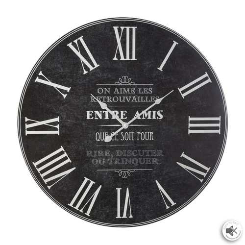 Pendule rétro "Silence" en panneau de bois MDF D57cm brasserie 3S. x Home  - Horloge design