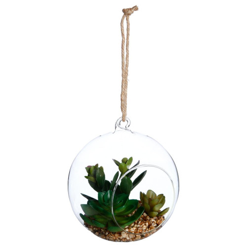 Plante artificielle et Boule en verre H17 vert 3S. x Home  - Deco plantes fleurs artificielles