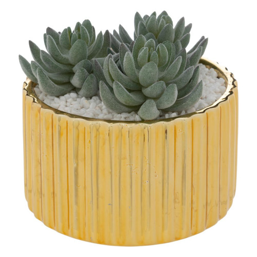 Plante artificielle à poser avec pot en céramique doré "Le collectionneur"  - Deco plantes fleurs artificielles