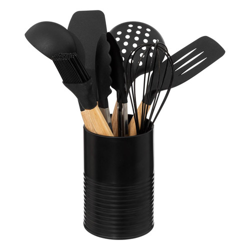 Pot métal noir à ustensiles avec 7 accessoires 3S. x Home  - Accessoire cuisine design