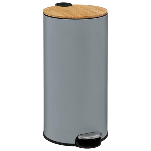 Poubelle couvercle bambou 30L gris "Modern color"  - 3S. x Home - Cuisine salle de bain