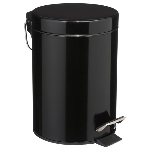 Poubelle noire en métal 3L - Accessoire salle de bain design