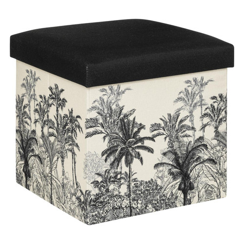 Pouf pliant carré "Benicio" bois noir et blanc  3S. x Home  - Pouf et fauteuil design