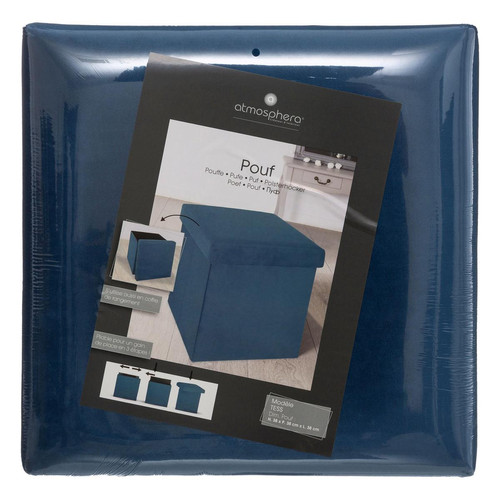 Pouf pliant bleu foncé "Tess" 3S. x Home  - Salon meuble deco